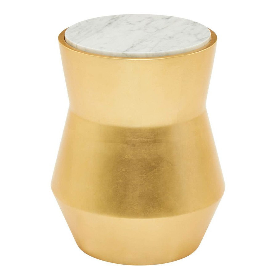 FURNITURE Fifty Five South Side Tables | Lino Small Gold Drum Side Table