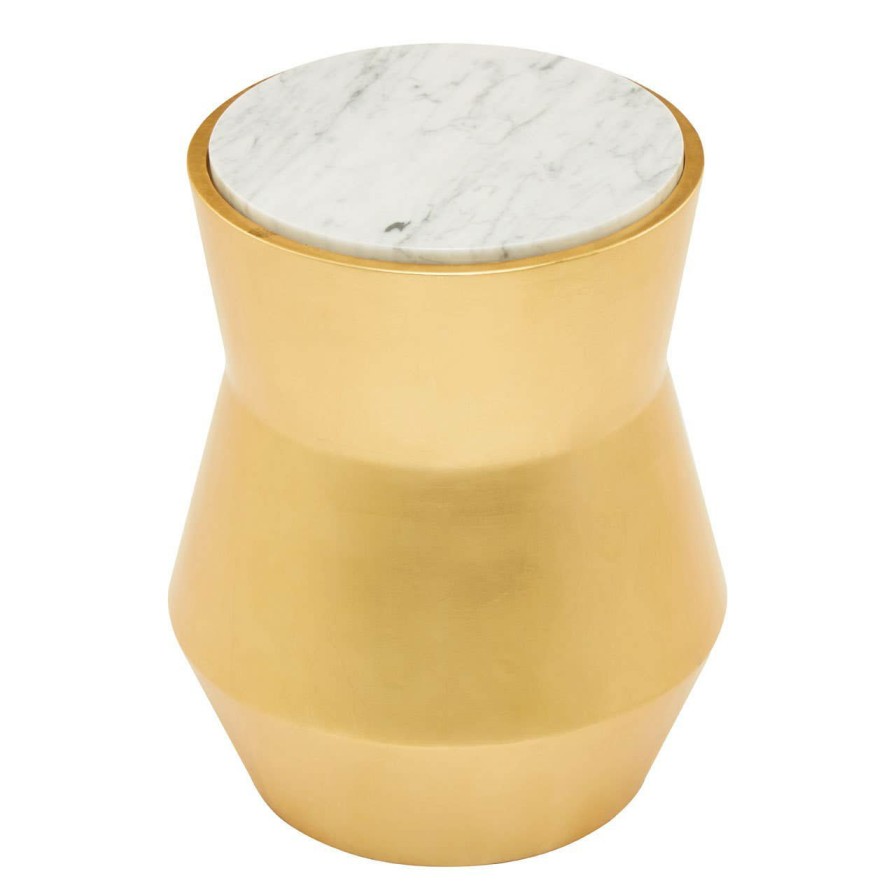 FURNITURE Fifty Five South Side Tables | Lino Small Gold Drum Side Table