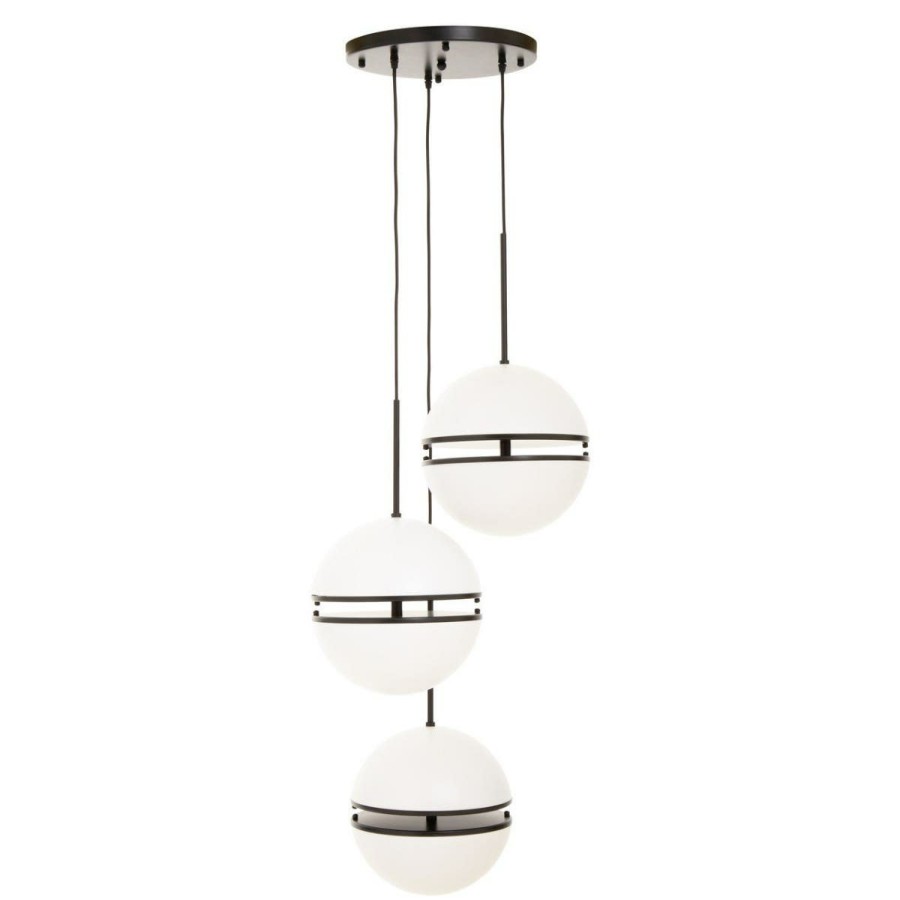 Accessories Fifty Five South Ceiling Lights | Abira Three Ball Matte Black Pendant Light