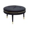 FURNITURE Fifty Five South Seating | Manhattan Black Velvet Footstool