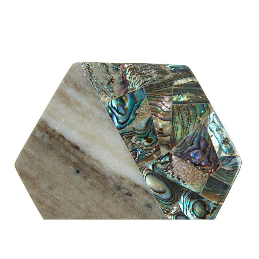 Kitchen and Dining Premier Place Settings | Set Of 4 Beige Marble And Paua Shell Coasters