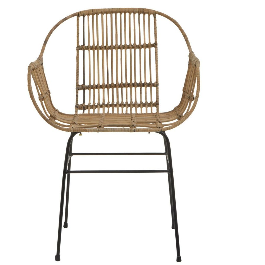 FURNITURE Premier Conservatory | Java Natural Rattan With Black Metal Armchair Chair