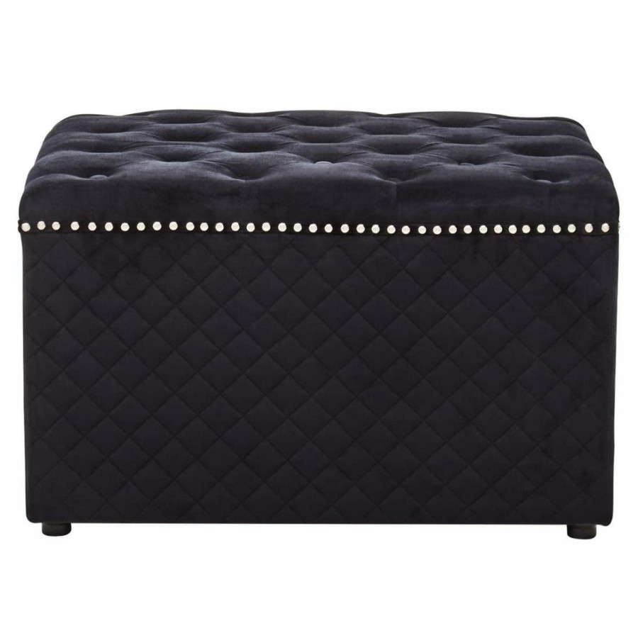 FURNITURE Fifty Five South Seating | Zamora Square Black Velvet Ottoman