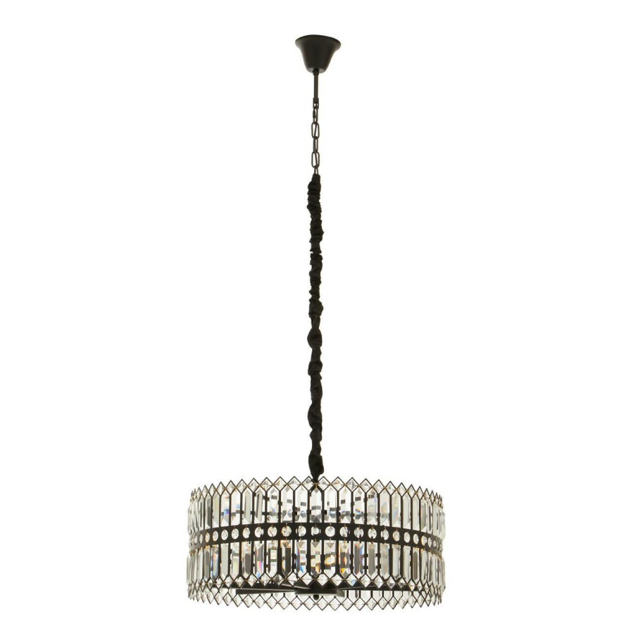 Accessories Fifty Five South Chandeliers | Babylon Six Bulb Black Crystal Chandelier