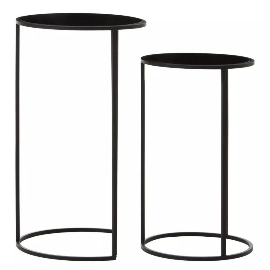 Accessories Premier Vases, Planters and Plant Stands | Avento Set Of Two Round Black Plant Stands