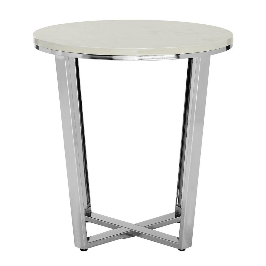 FURNITURE Premier Side Tables | Allure Round White Faux Marble End Table