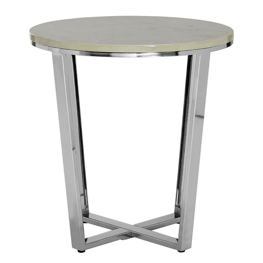 FURNITURE Premier Side Tables | Allure Round White Faux Marble End Table