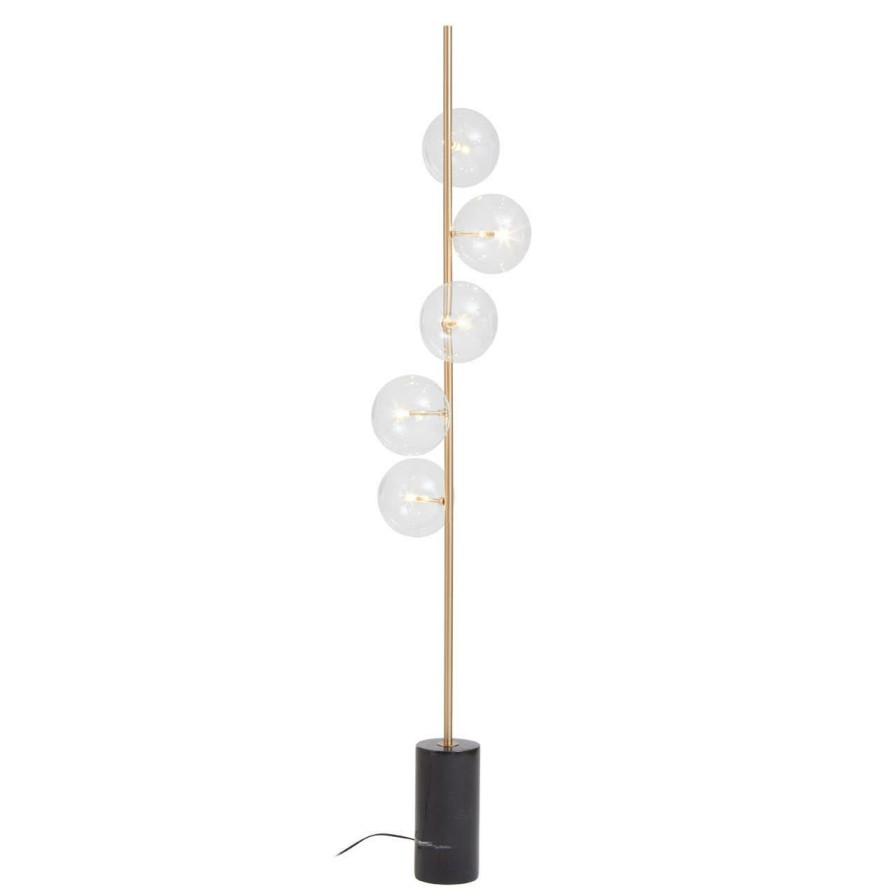 Accessories Fifty Five South Floor Lamps | Abira Five Bulb Black Marble Floor Lamp