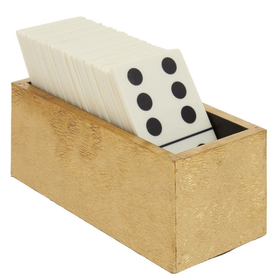 Accessories Fifty Five South Games | Churchill Games White And Gold Domino Set