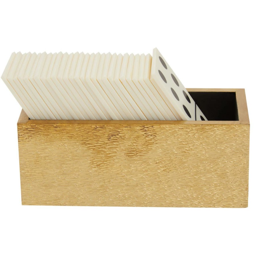 Accessories Fifty Five South Games | Churchill Games White And Gold Domino Set