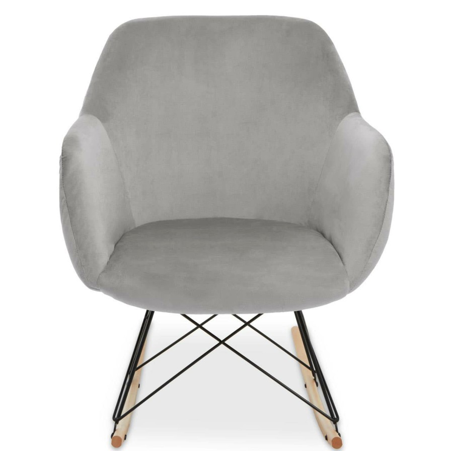 FURNITURE Premier Seating | Stockholm Small Grey Velvet Rocking Chair