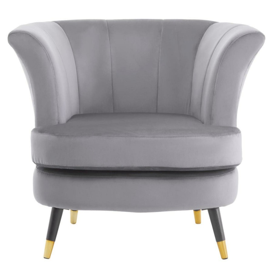 FURNITURE Premier Statement Chairs | Loretta Grey Velvet Scalloped Chair