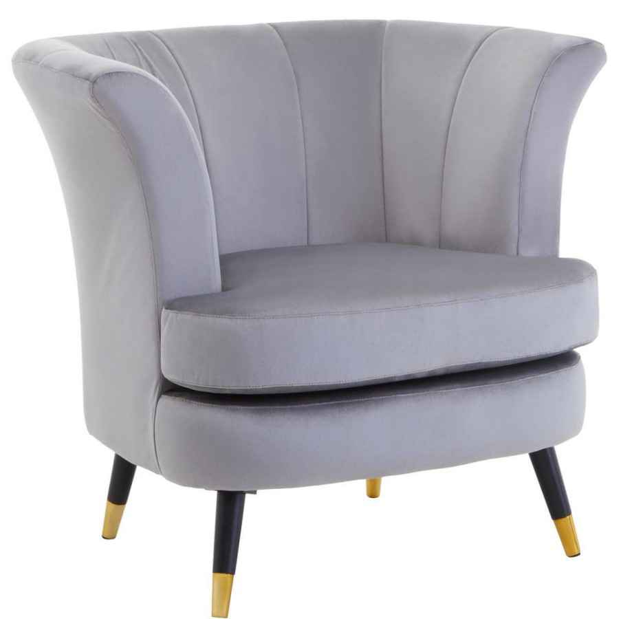 FURNITURE Premier Statement Chairs | Loretta Grey Velvet Scalloped Chair