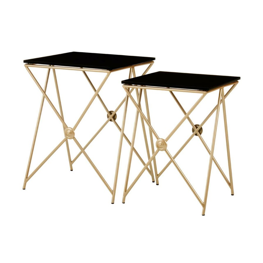 FURNITURE Fifty Five South Side Tables | Monroe Gold Finish Side Tables