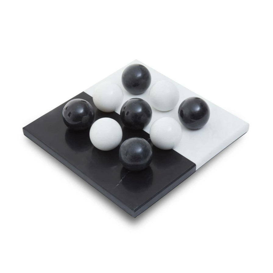 Accessories Fifty Five South Games | Flos Black And White Tic Tac Toe Marble Game