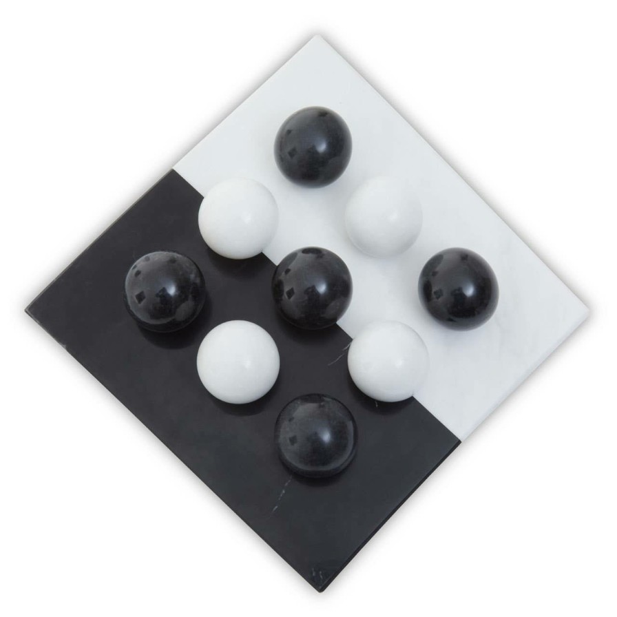 Accessories Fifty Five South Games | Flos Black And White Tic Tac Toe Marble Game