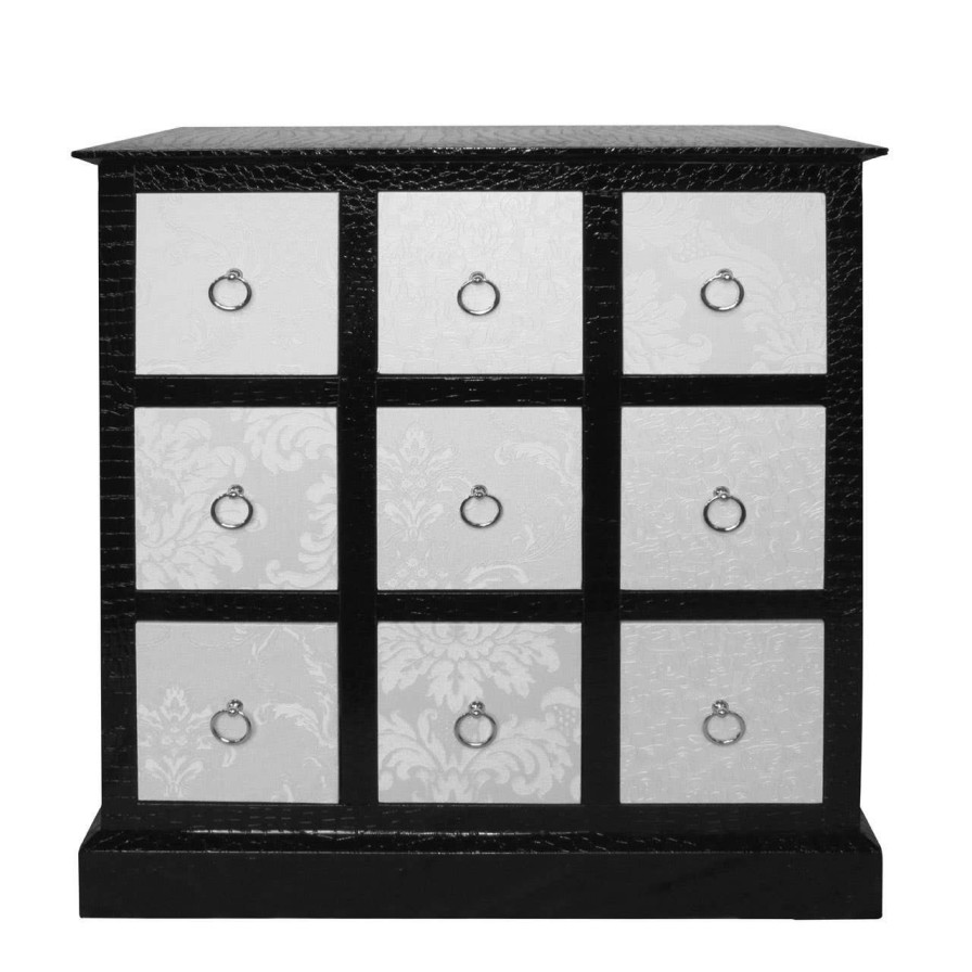 FURNITURE Premier Storage | Ivory Flock 9 Drawer Low Cabinet