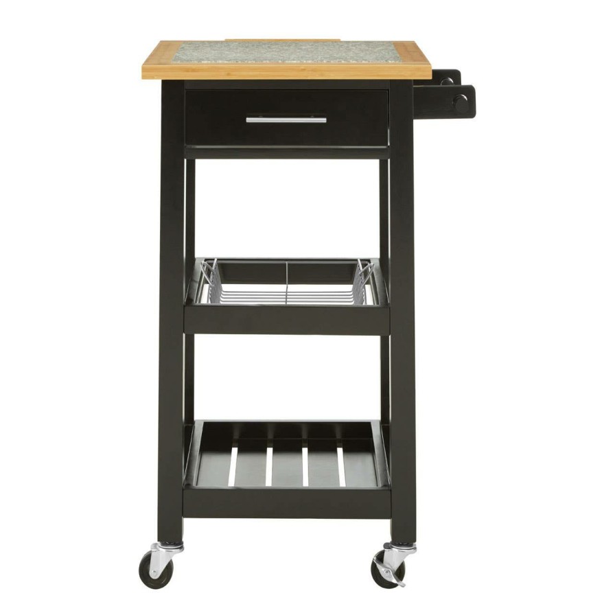 FURNITURE Premier Bar Carts and Trolleys | Glenn Kitchen Trolley With Granite Top