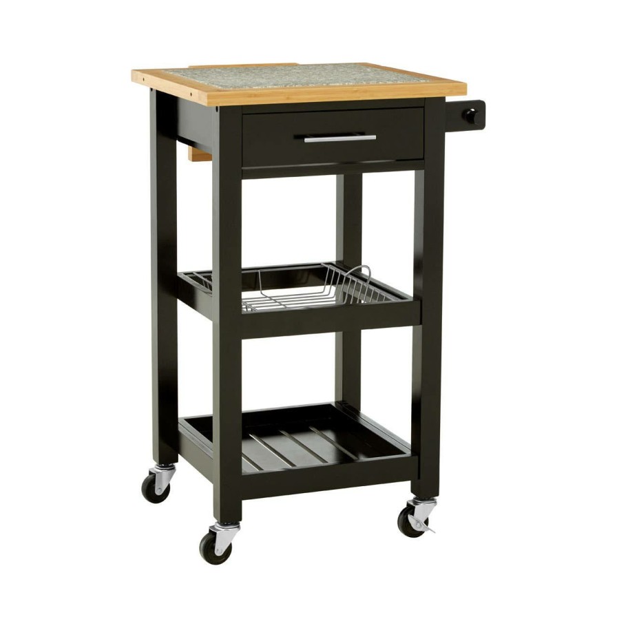 FURNITURE Premier Bar Carts and Trolleys | Glenn Kitchen Trolley With Granite Top