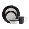 Kitchen and Dining Premier Dinner Sets | 16 Pc White And Black Marble Effect Dinner Set