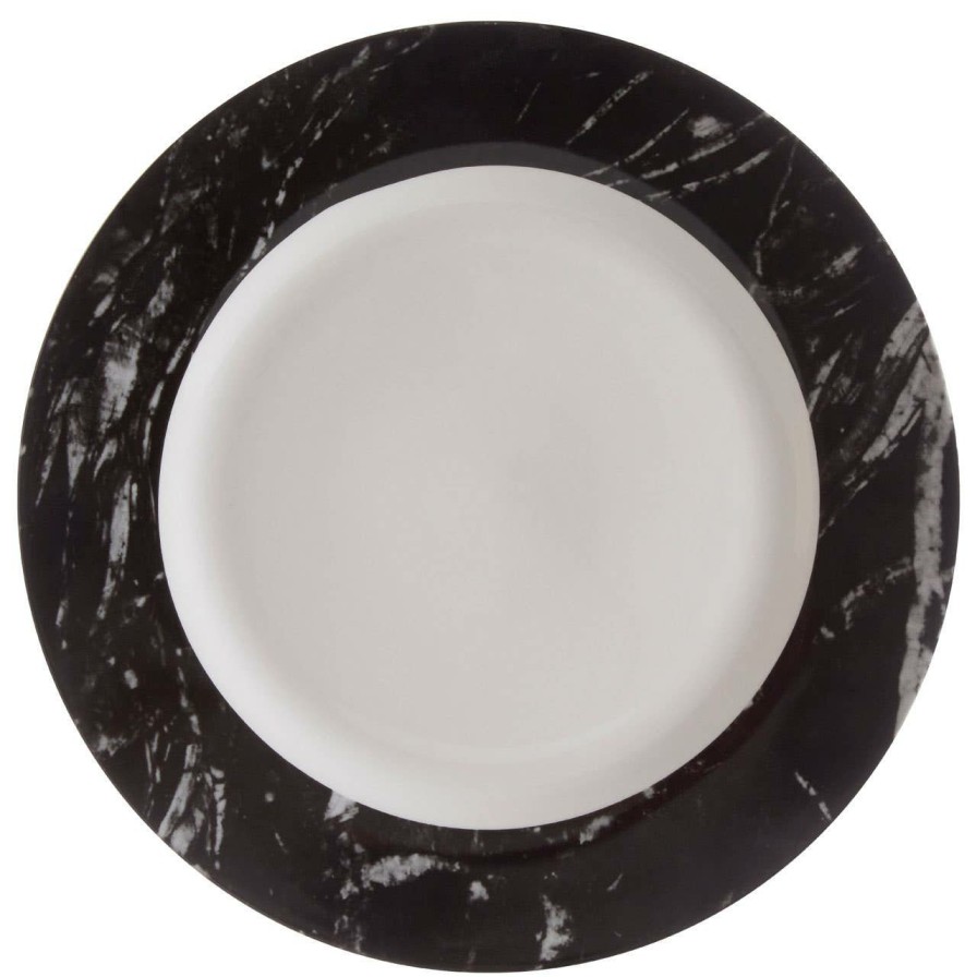 Kitchen and Dining Premier Dinner Sets | 16 Pc White And Black Marble Effect Dinner Set