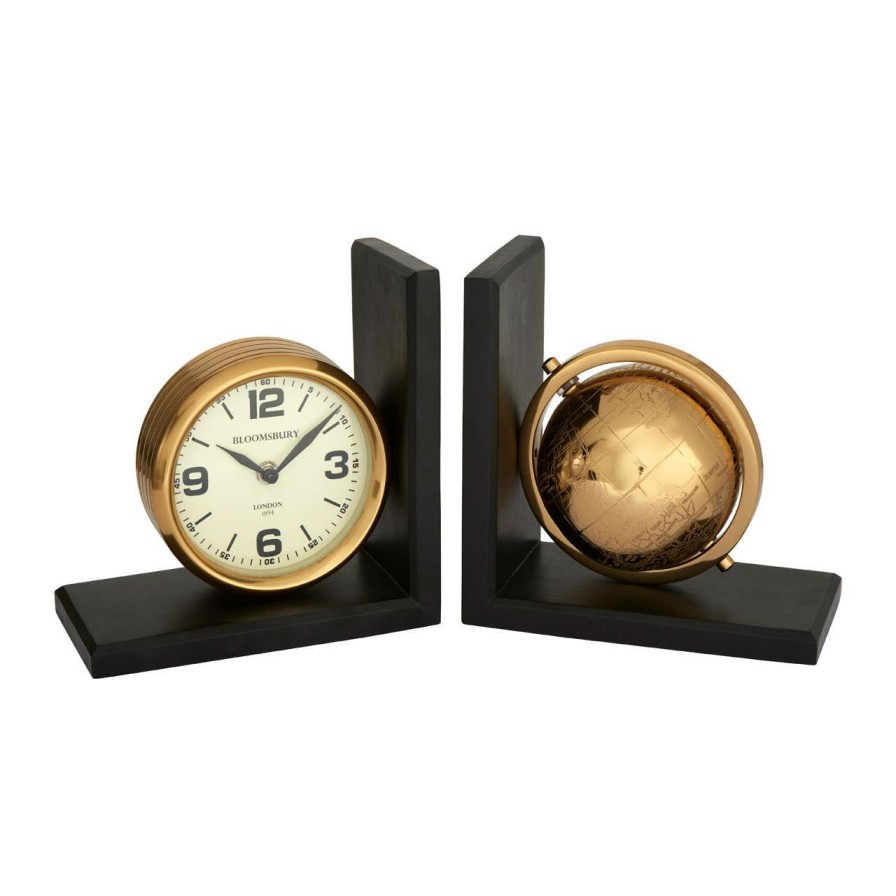 Accessories Fifty Five South Bookends | Churchill Set Of 2 Globe Clock Bookends