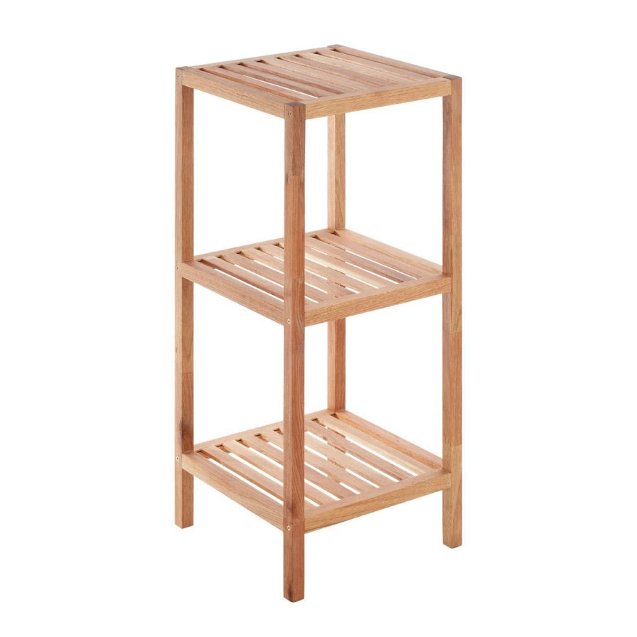 Bathe and Utility Premier Racks, Caddies and Shelf Units | 3 Tier Walnut Wood Bathroom Shelf Unit