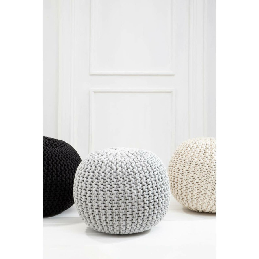 FURNITURE Premier Seating | Kids Grey Knit Pouffe