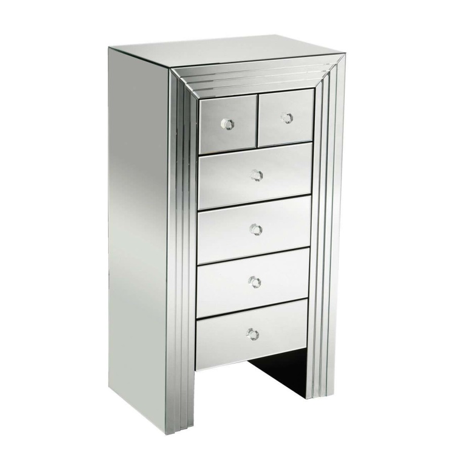 FURNITURE Premier Chest of Drawers | New Line Mirrored 6 Drawer Chest