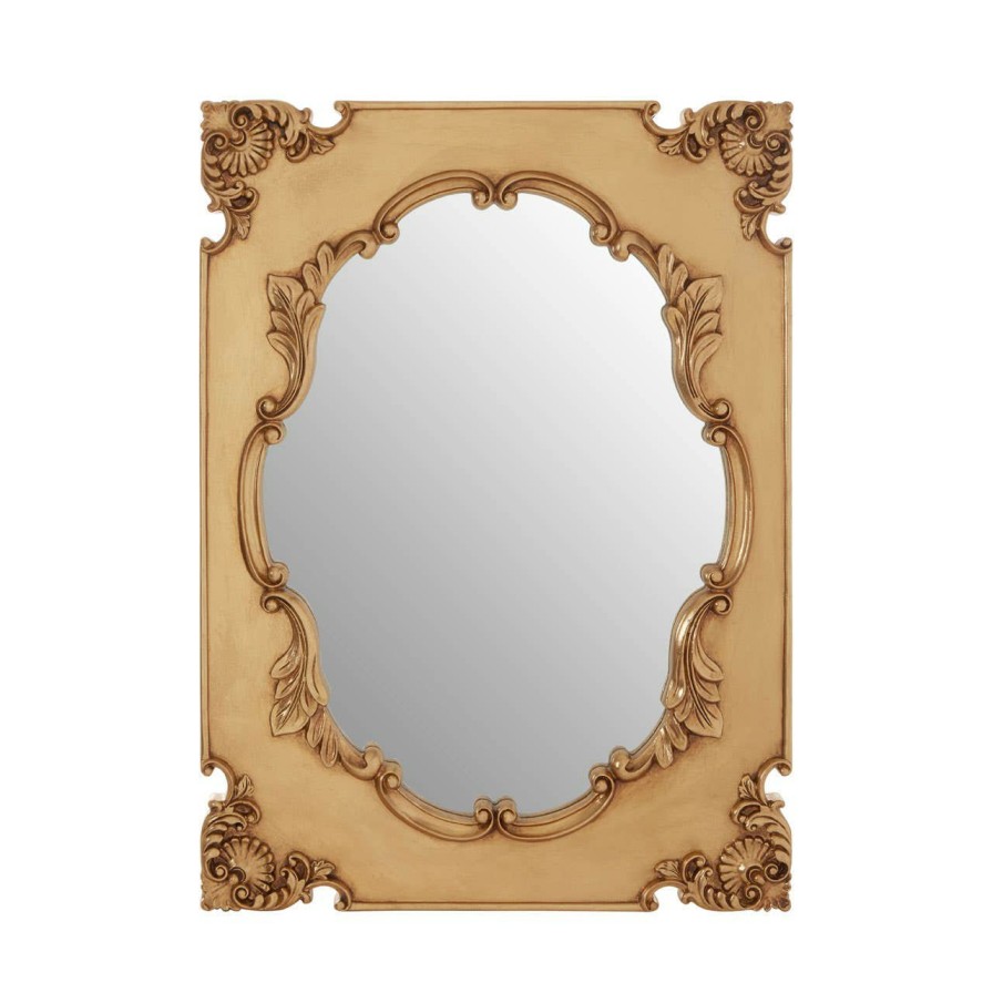 Bathe and Utility Fifty Five South Mirrors | Marseille Gold Finish Indent Wall Mirror