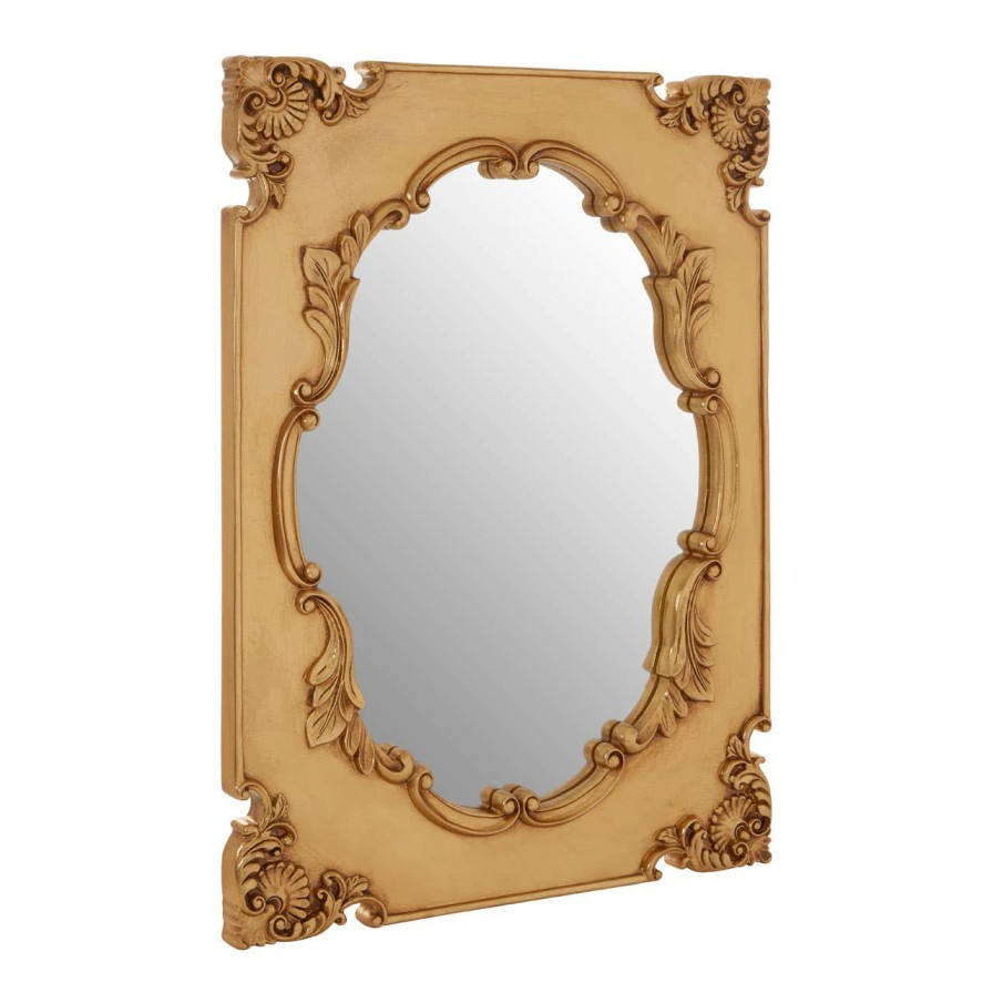 Bathe and Utility Fifty Five South Mirrors | Marseille Gold Finish Indent Wall Mirror