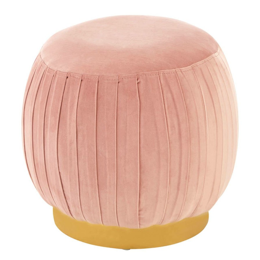 FURNITURE Fifty Five South Footstools | Louxor Pink Velvet Round Footstool