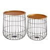 FURNITURE Premier Side Tables | Set Of 2 Black Wire Basket Tables