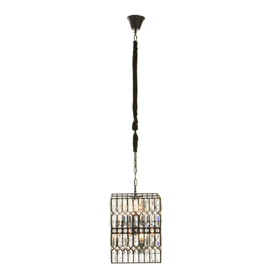 Accessories Fifty Five South Chandeliers | Babylon Black Iron And Crystal Chandelier