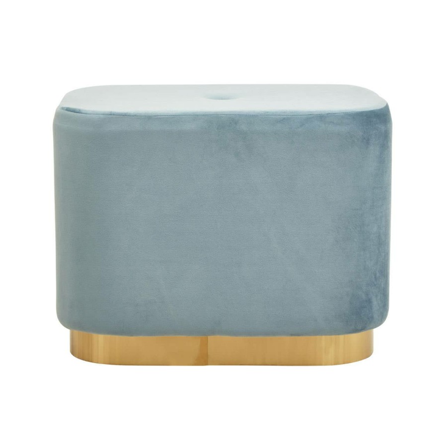 FURNITURE Fifty Five South Stools | Hartford Blue Stool With Matte Gold Base