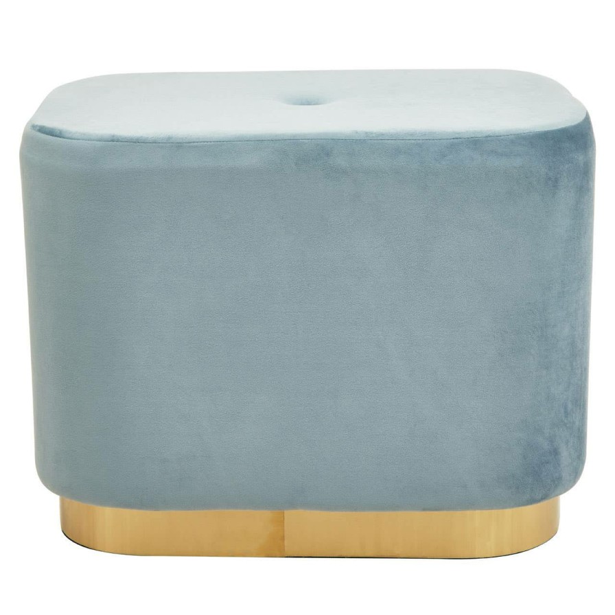 FURNITURE Fifty Five South Stools | Hartford Blue Stool With Matte Gold Base