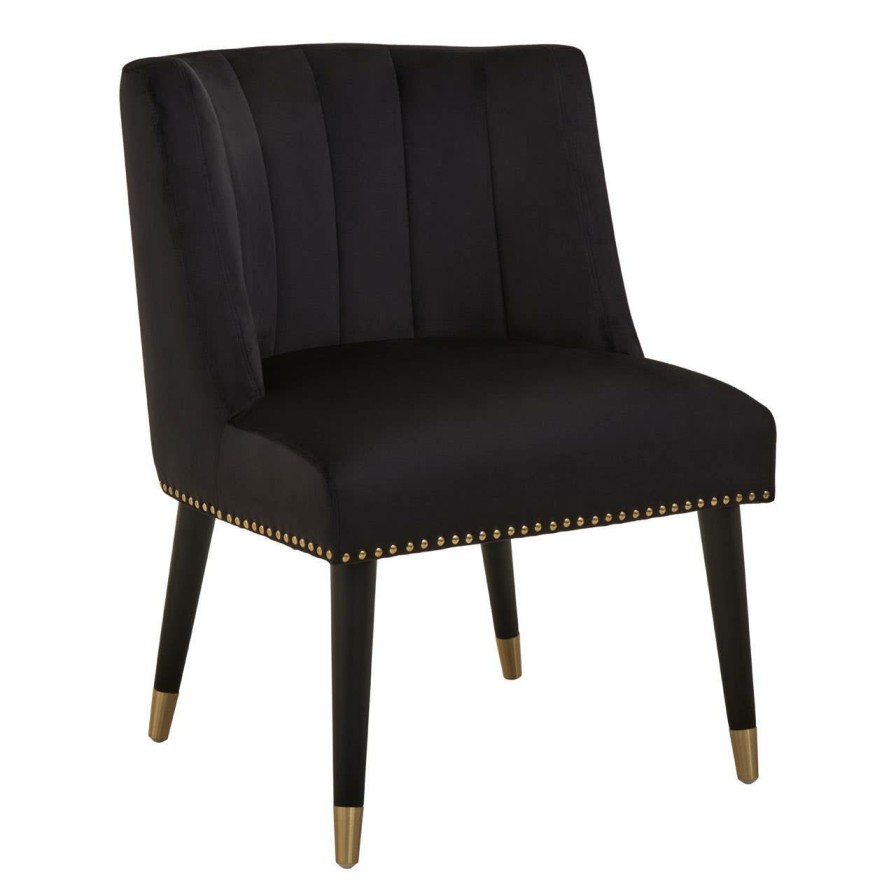 FURNITURE Fifty Five South Armchairs | Doucet Black Velvet Chair With Black Legs