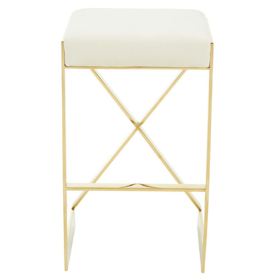 FURNITURE Fifty Five South Bar Seating | Azalea Ivory And Gold Finish Bar Stool