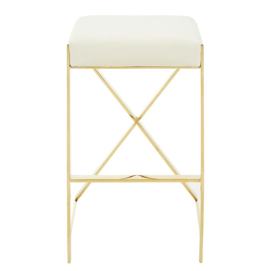 FURNITURE Fifty Five South Bar Seating | Azalea Ivory And Gold Finish Bar Stool