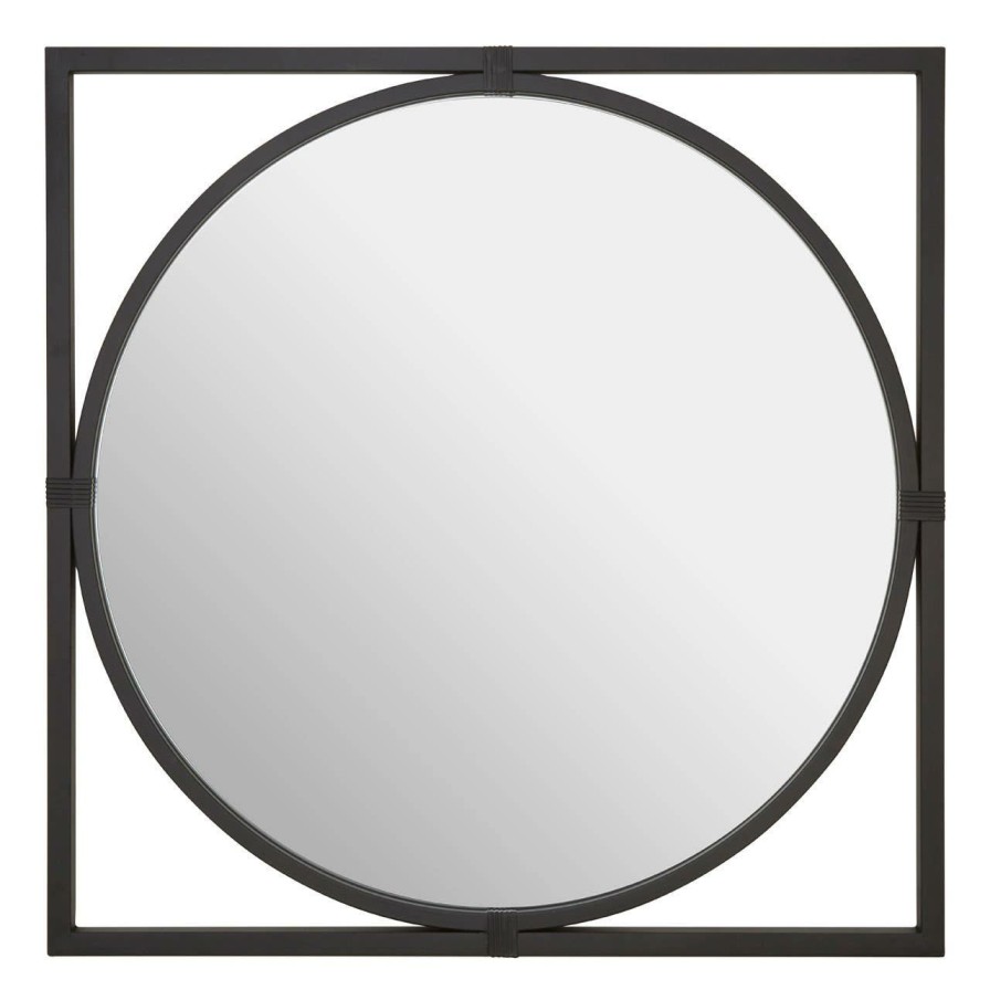 Bathe and Utility Fifty Five South Mirrors | Jair Black Metal Frame Square Wall Mirror