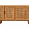 FURNITURE Fifty Five South Storage | Lyon 4 Door Natural Rattan And Oak Sideboard