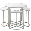 FURNITURE Premier Dining Tables | Farran 5Pc Silver Finish Iron Tables