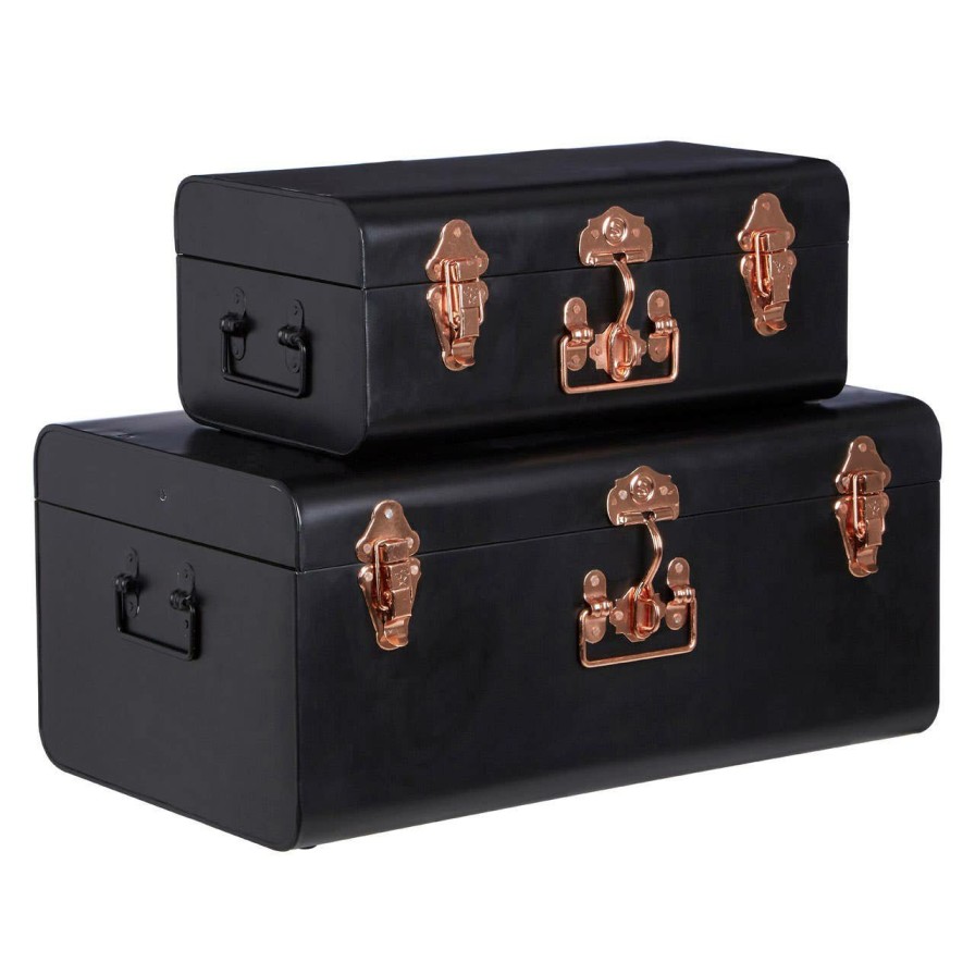 FURNITURE Premier Storage | Parley Set Of Two Black Storage Trunks