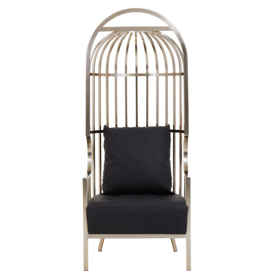 FURNITURE Fifty Five South Statement Chairs | Eliza Brushed Silver Dome Cage Chair