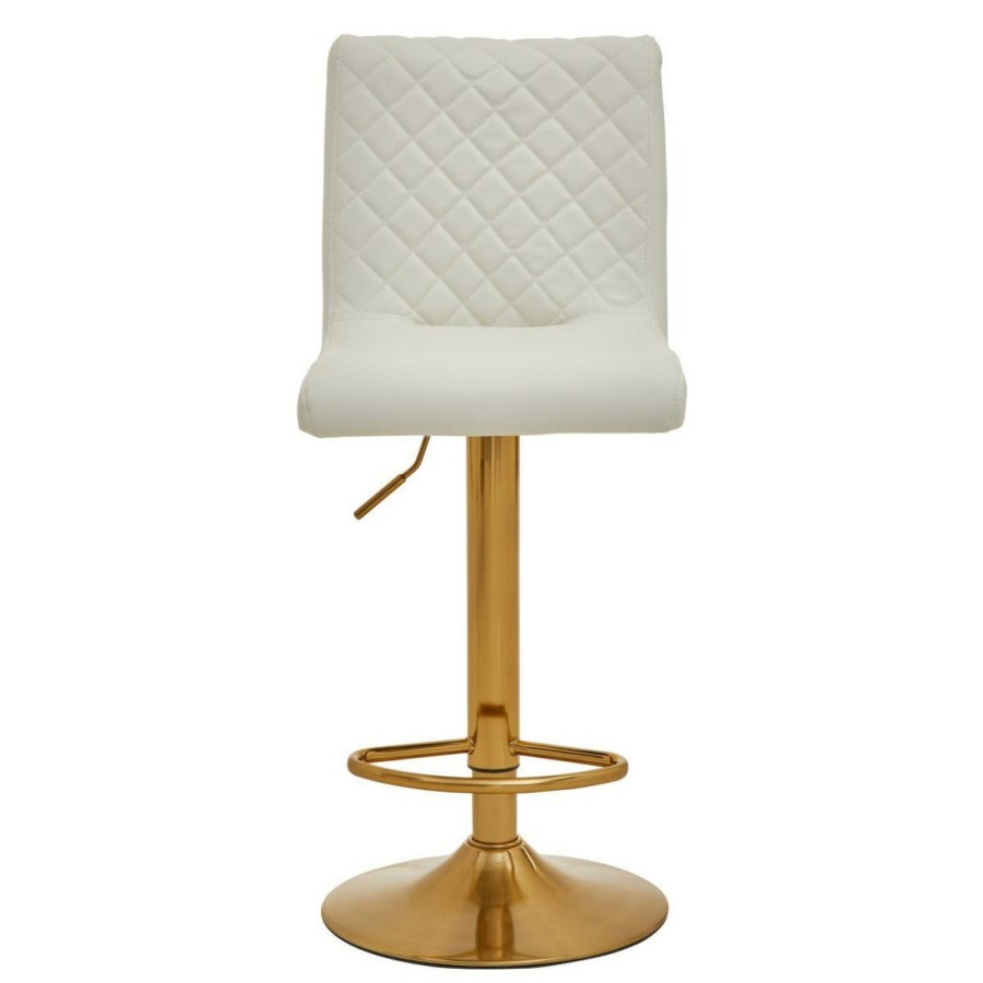 FURNITURE Premier Bar Seating | Baina White And Gold Bar Stool With Round Base