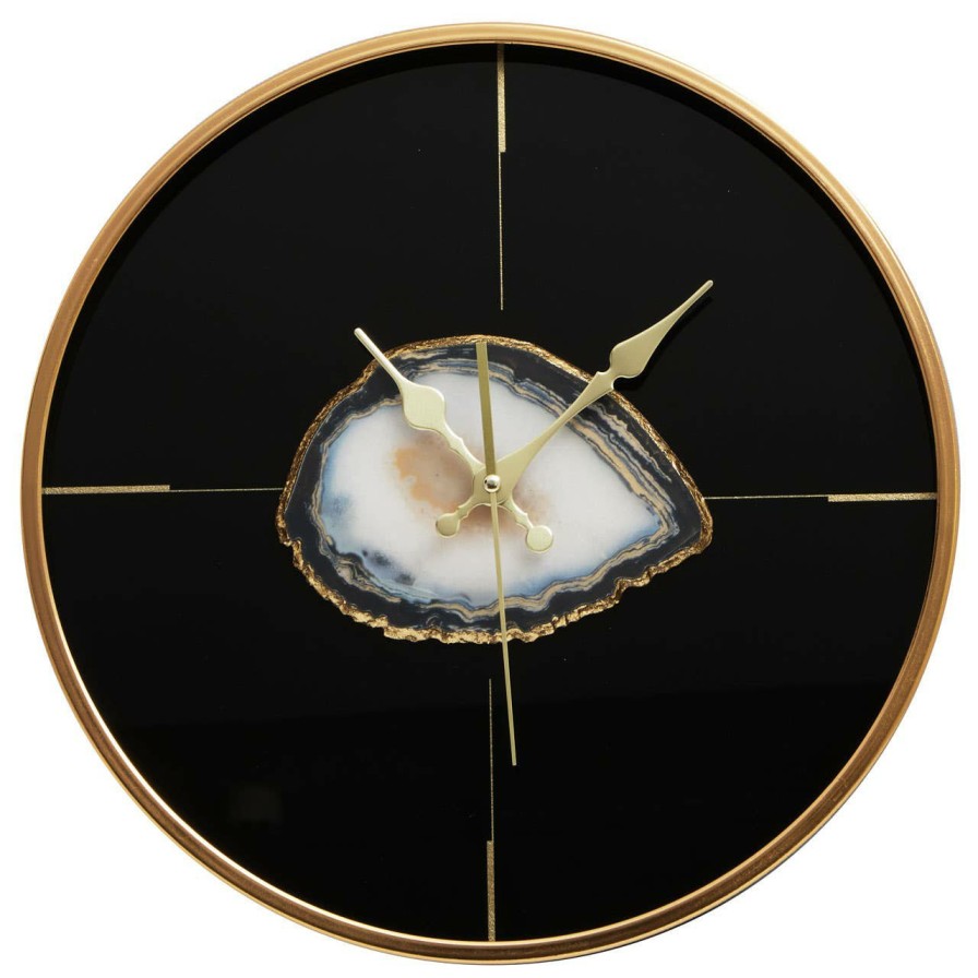 Accessories Premier Wall Clocks | Celina Black And Gold Round Wall Clock