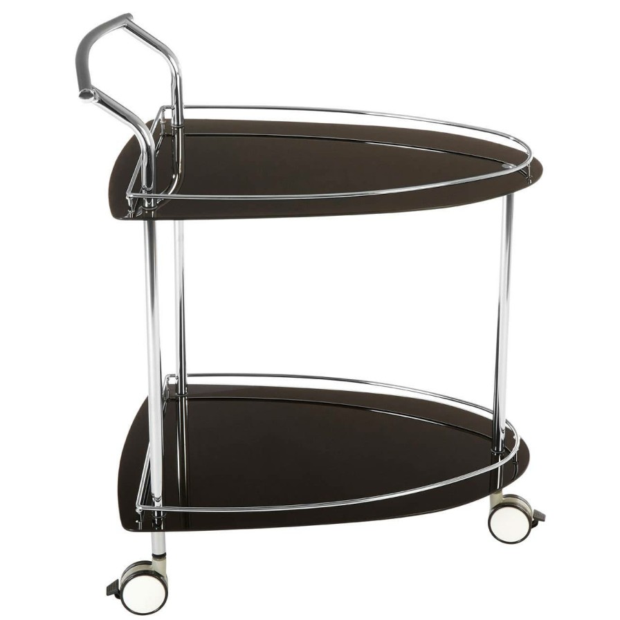 FURNITURE Premier Bar Carts and Trolleys | Black Tempered Glass Serving Trolley