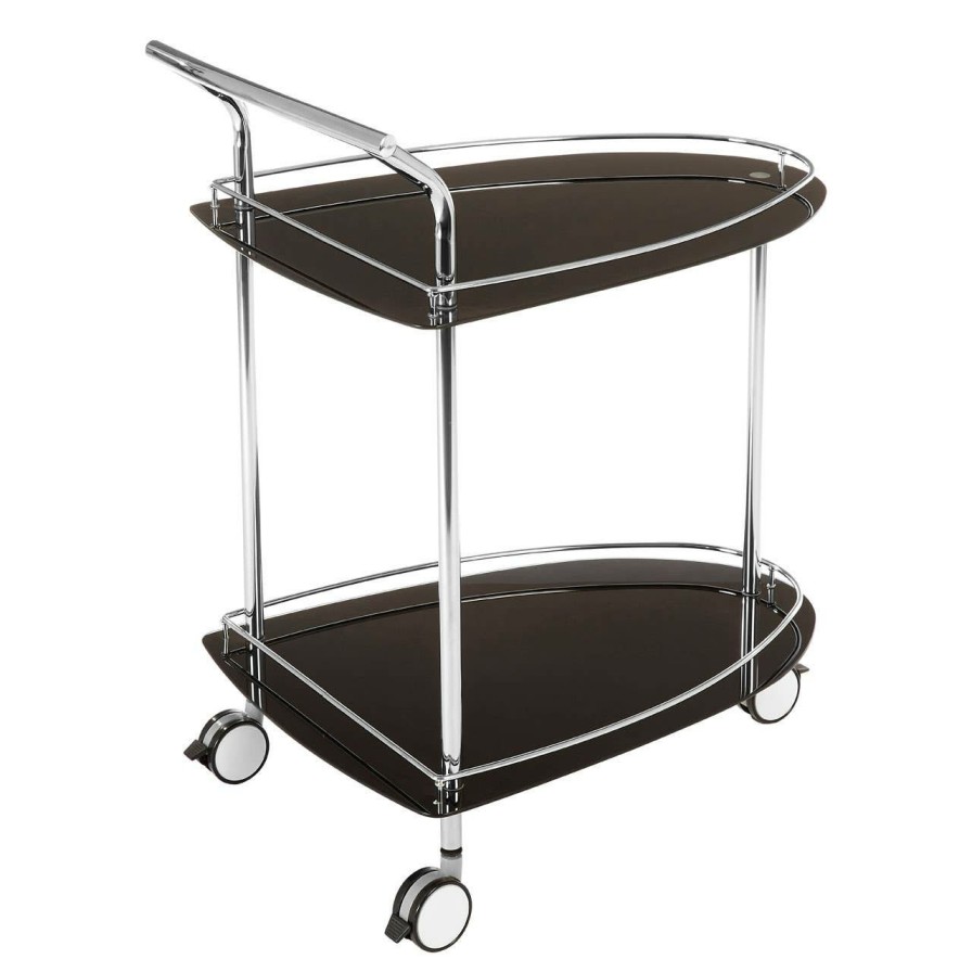 FURNITURE Premier Bar Carts and Trolleys | Black Tempered Glass Serving Trolley