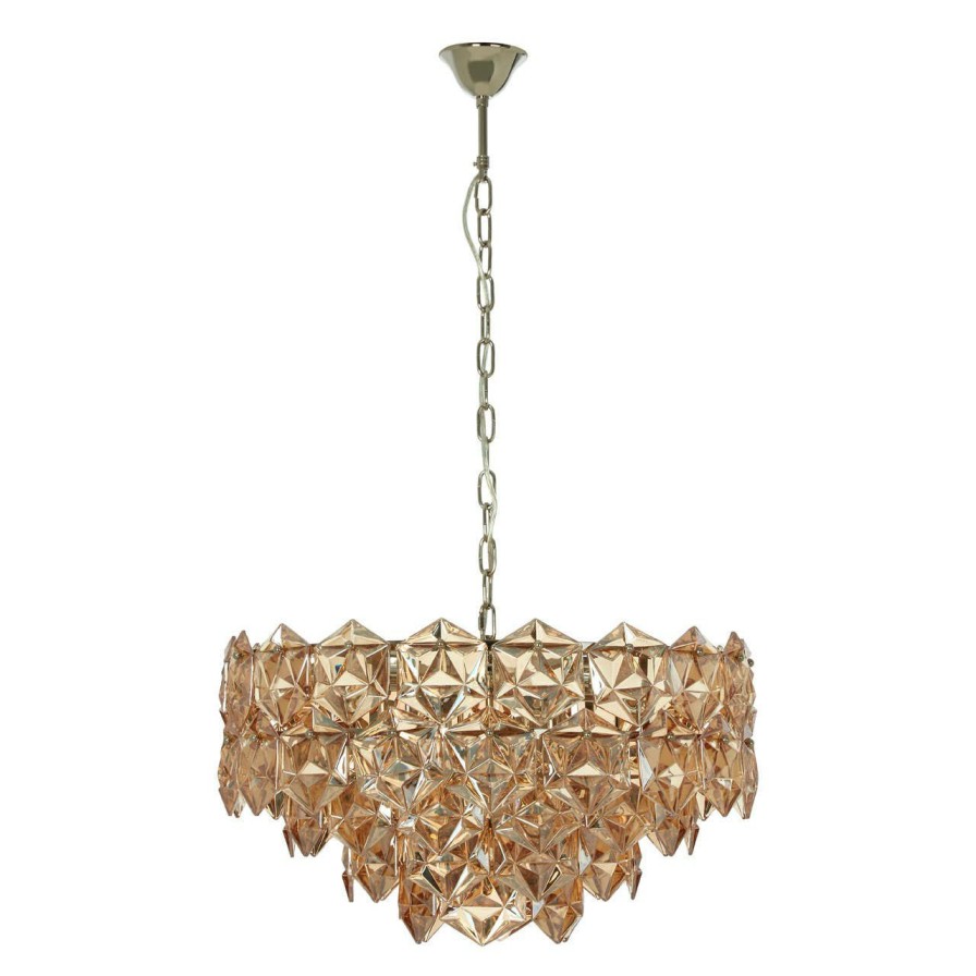 Accessories Fifty Five South Chandeliers | Rydello Large Amber Glass Chandelier