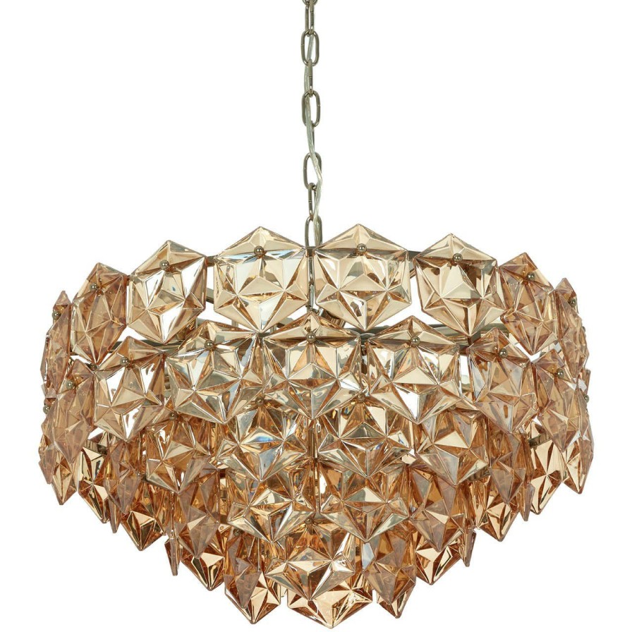 Accessories Fifty Five South Chandeliers | Rydello Large Amber Glass Chandelier